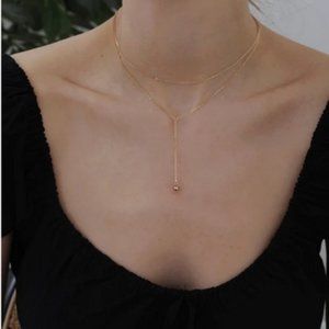 Dainty Gold Y Necklace, Simple Lariat Gold Necklace ,Gift for Her